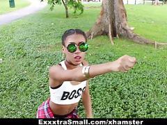 Free-FreePorn.com presents: Exxxtrasmall - cute tiny ebony bounces on big cock