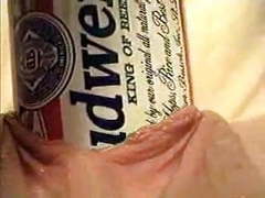 Free-FreePorn.com presents: Extreme object insertion using a budweiser beer can
