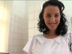 Free-FreePorn.com presents: Footjob from nurse in sexy white stockings