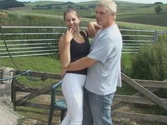 Free-FreePorn.com presents: Quickie outdoors fucking ends with cum on tits for masie dee, Couple, Hardcore, Outdoor, British, Blowjob, Natural Tits, Socks, Pussy Licking, Fingering, Cowgirl, Long Hair