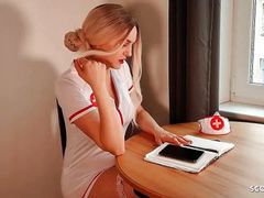 Free-FreePorn.com presents: German nurse lauren help guy with sex to get a sperm sample