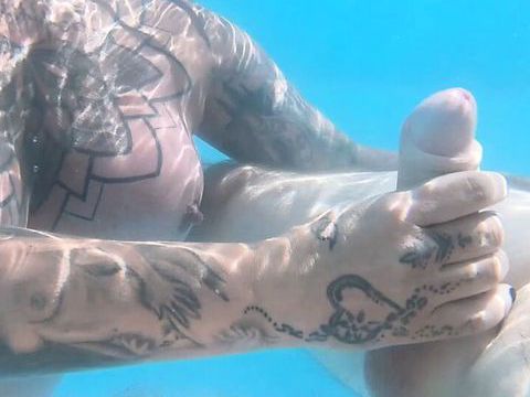 Free-FreePorn.com presents: Underwater bj pool fun with the creampies