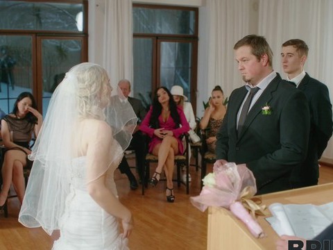 Free-FreePorn.com presents: Dirty bride kristy waterfall rides a lover while people watch