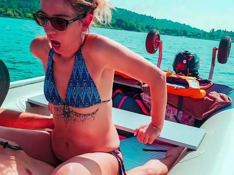 Free-FreePorn.com presents: Wife gets fucked on a boat and gets a creampie from her husband's best friend