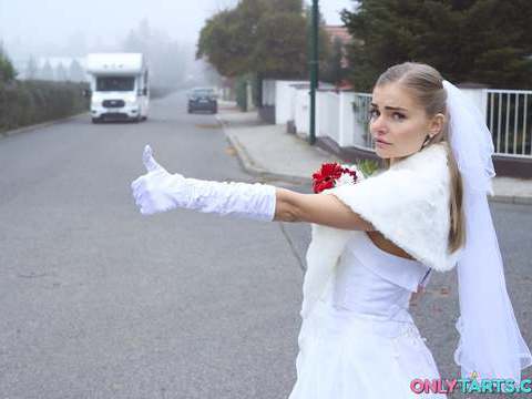 Free-FreePorn.com presents: Shock content sexy bride fucks random van driver on marriage day