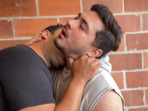 Free-FreePorn.com presents: Stepfather and stepson fuck hard and bareback on the terrace of the house hidden from their stepmom with a view of the city