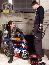 Free-FreePorn.com presents: Shy teenage biker chick fucks the horny mechanic hardcore