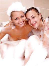Free-FreePorn.com presents: Naughty sexy young chicks taking a hot bubble bath together