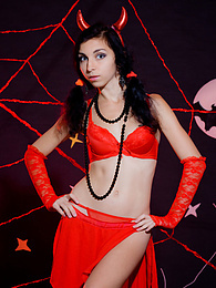 Free-FreePorn.com presents: Only one look in the eyes of this fantastic slim teen will tell that she is a little devil inside. No further costume is needed.