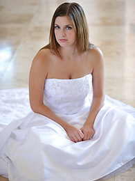 Free-FreePorn.com presents: Busty glamorous amateur Danielle models wedding gown indoors & by the pool
