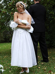 Free-FreePorn.com presents: Blonde bride Hayley Marie Coppin gets naked on a lawn while taking her vows