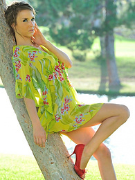Free-FreePorn.com presents: Beautiful american cutie Malena Morgan flaunts her sexy butt and plays with a vibrator outdoors